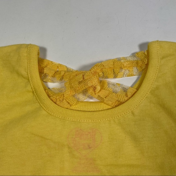 NWOT yellow tunic top with hi-low lace peplum and back neck detail Size 3T - Picture 5 of 8